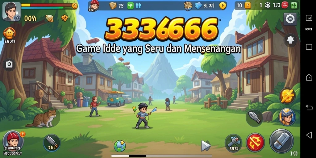 Screenshot gameplay 333666 menampilkan karakter yang beraksi dalam dunia Idle.