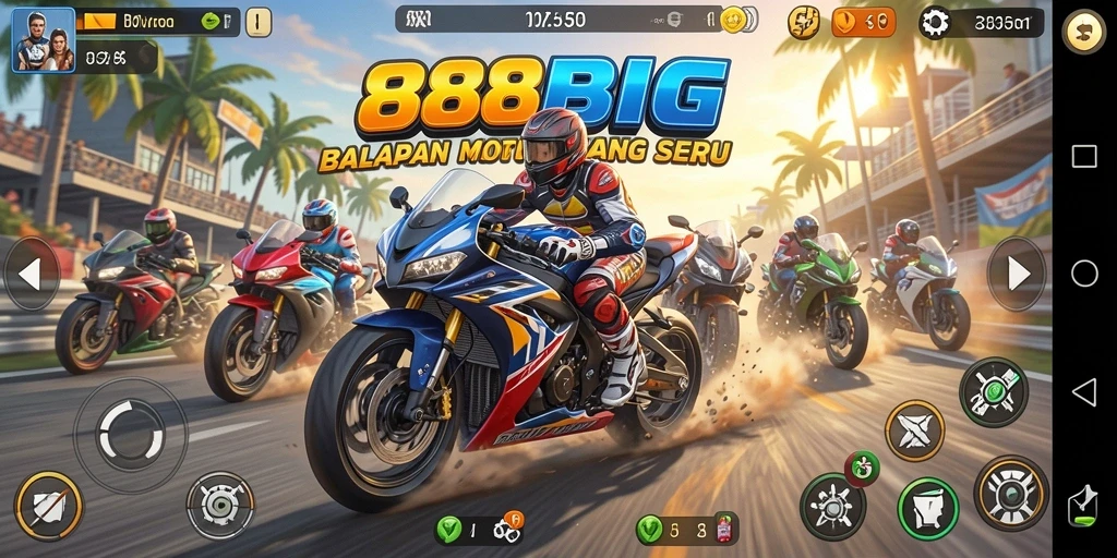 Tampilan menarik dari gameplay balapan motor 88BIG.