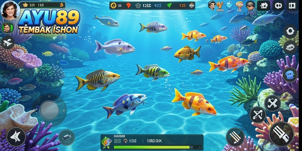 Screenshot gameplay AYU89 yang menampilkan aksi menembak ikan yang seru.