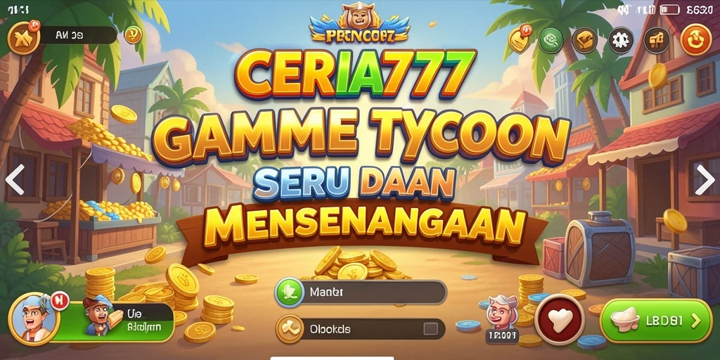 Tampilan gameplay seru di CERIA777 dengan berbagai bisnis yang bisa dikelola.