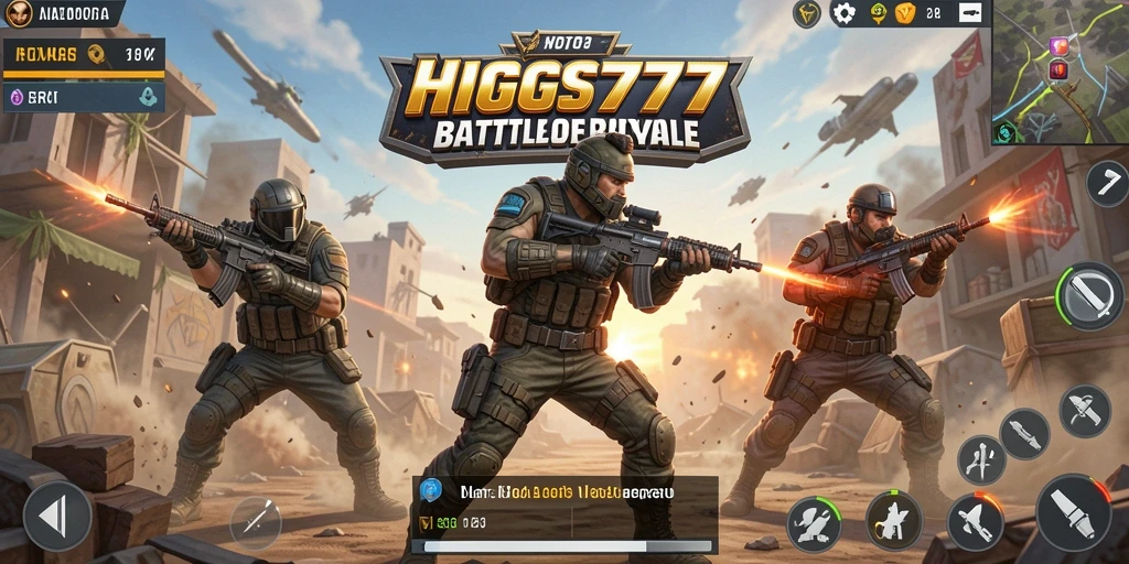 Gameplay menegangkan dalam <strong>HIGGS777</strong> dengan aksi Battle Royale yang seru.
