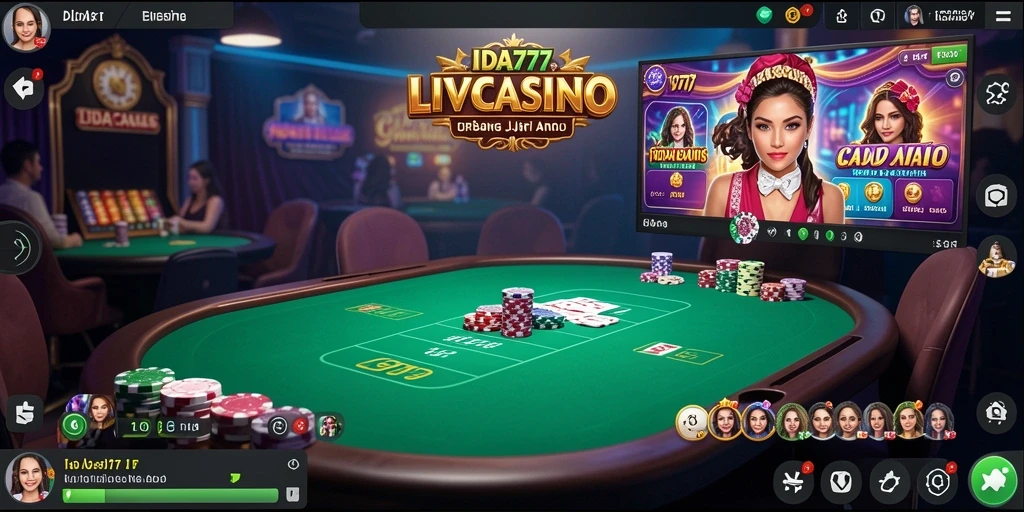 Screenshot IDA777 menampilkan dealer langsung dan permainan yang mendebarkan.