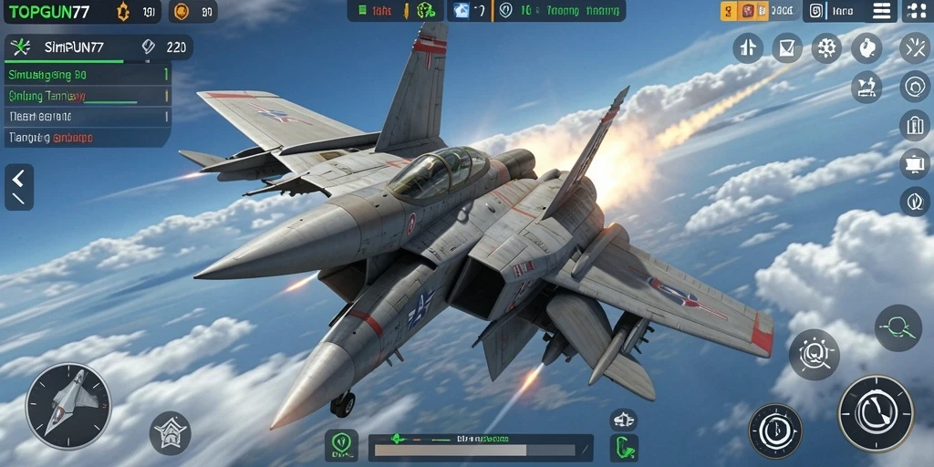 Tampilan gameplay nyata pesawat tempur di TOPGUN77.