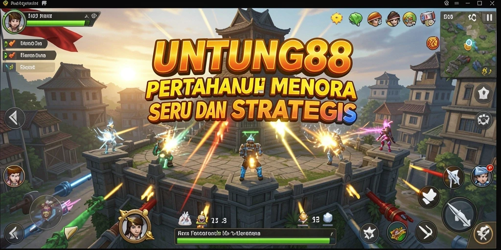 Gameplay mendebarkan UNTUNG88 dalam Tower Defense.